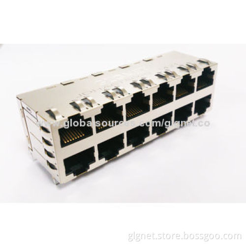 RJ45 2X6 Through Hole ,1000Base-T/Surge Protection, W/O LED, with Transformer